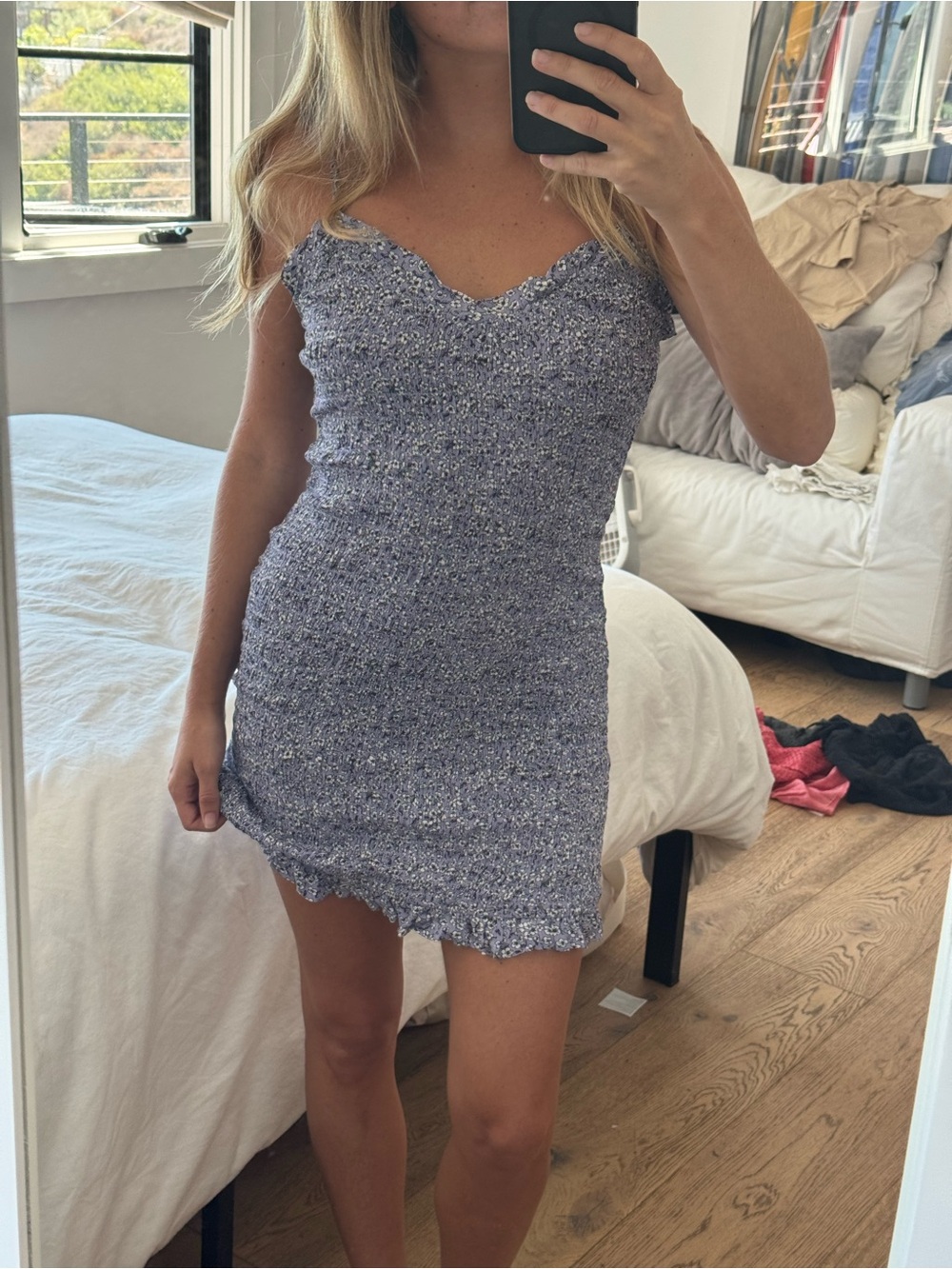 Skylar + Madison Lavender-Blue Knit Slip Mini Dress